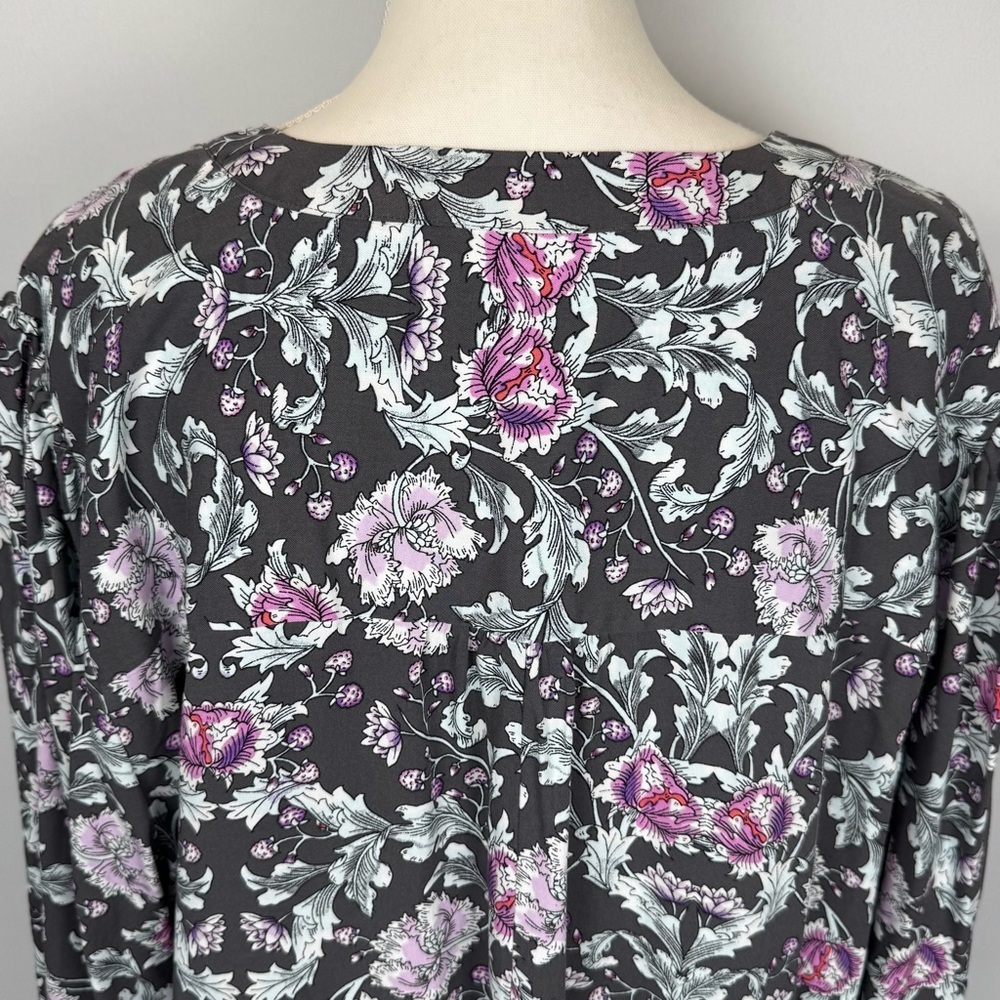 NWT Lane Bryant Peasant Top Tunic Black Purple Floral Balloon Sleeves Sz 24 Boho - Picture 8 of 11
